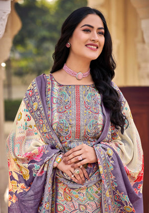 DRAVINAM Trends Women's Unstitched Premium Jam Cotton Embroidered Suit Material with Cotton Cutwork Dupatta