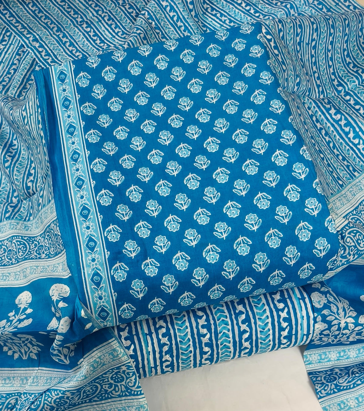 DRAVINAM Trends Jaipuri Print Cambric Cotton Unstitched Salwar Suit Dress Material for Women with Mulmul Cotton Dupatta
