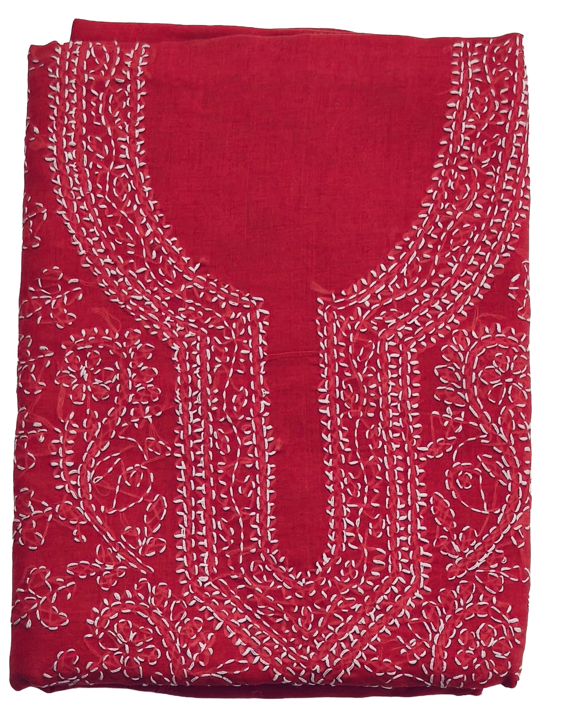 DRAVINAM Trends Women’s Cotton Unstitched Chikankari Suit Set with Dupatta & Bottom | Hand-Embroidered Lucknowi Dress Material | Premium Ethnic Wear for Women | Free Size (3-Piece)