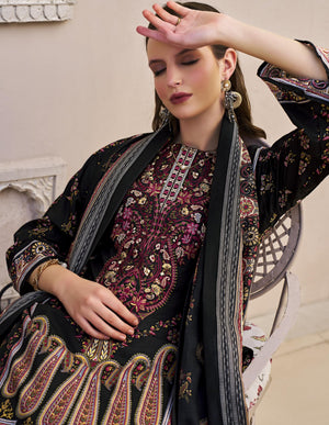 DRAVINAM Trends Unstitched Pakistani Embroidered Pure Cotton Salwar Suit Dress Materials with Cotton Dupatta