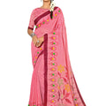 DRAVINAM Trends Women's Khadi Linen Saree With Blouse Piece (SareePN_7_Onion Pink)