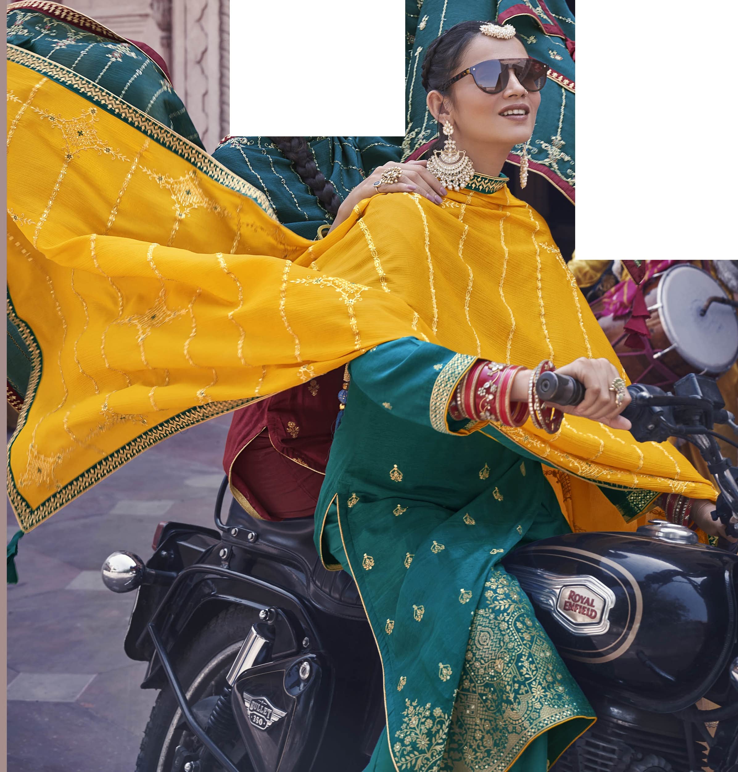 DRAVINAM Trends Women's Pure Banarasi Silk Jacquard Sequence embroidered Unstitched Salwar Suit Dress material with Chinon Silk Sequence and Embroidered Heavy Dupatta (Free size_Blue)