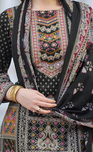 DRAVINAM Trends Kurti 2.50 mtrs, Pure Cotton (3 mtrs apx), Pure MAL MAL Cotton Dupatta Print (2.30|Black