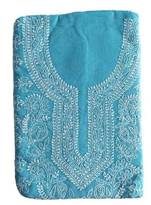 DRAVINAM Trends Women’s Cotton Unstitched Chikankari Suit Set with Dupatta & Bottom | Hand-Embroidered Lucknowi Dress Material | Premium Ethnic Wear for Women | Free Size (3-Piece)