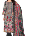 DRAVINAM Trends Lawn Cotton Pakistani Embroidered Suit Dress Material with Unstitched Bottoms and Cotton Dupatta