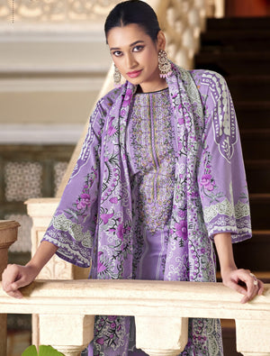 DRAVINAM Trends Women's Unstitched Premium Cambric Cotton Embroidered Suit Material
