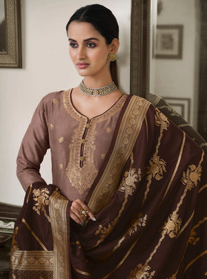 DRAVINAM Trends Women's Marriage Pure Dola Silk Weaving Jacquard Diamond Work Unstitched Pakistani Salwar Suit Dress Material with Pure Dola Silk Jacquard Dupatta