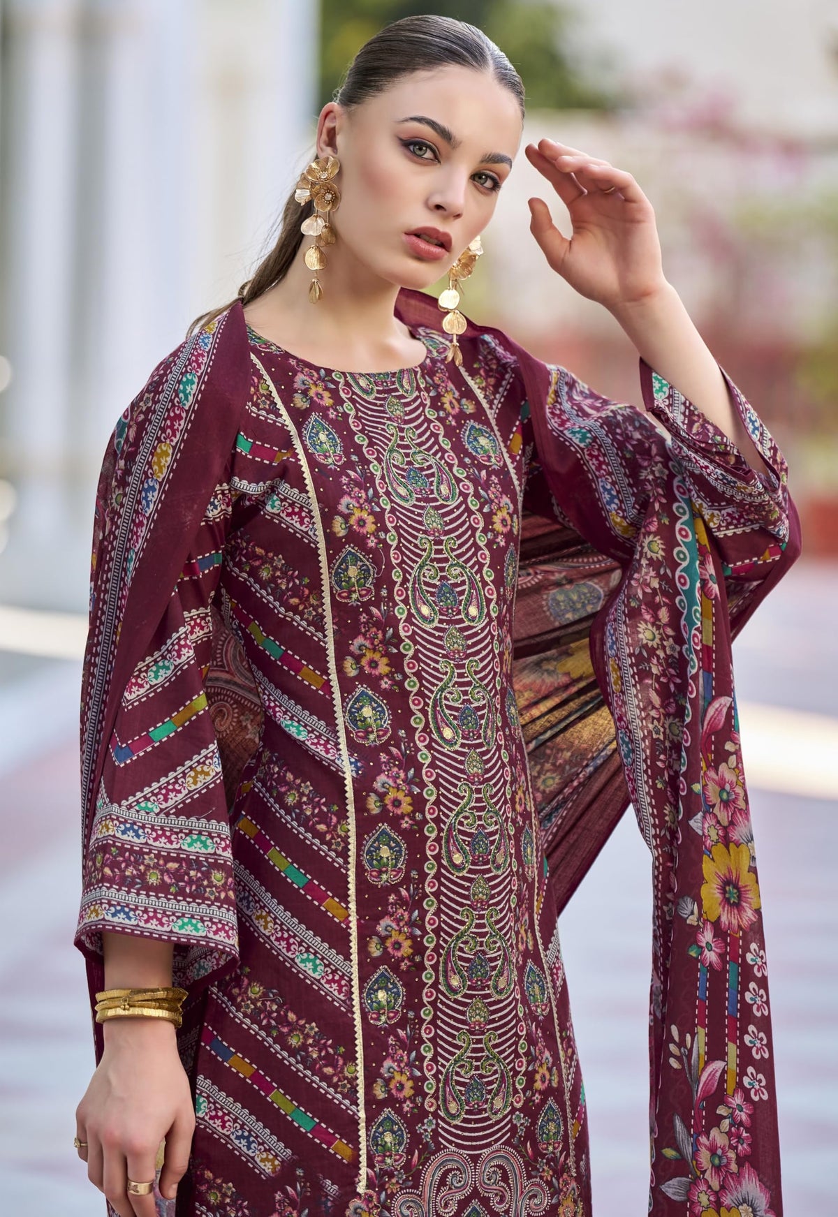 DRAVINAM Trends Kurti 2.50 mtrs, Pure Cotton (3 mtrs apx), Pure MAL MAL Cotton Dupatta Print (2.30|Black
