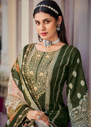 DRAVINAM Trends Women's Unstitched Salwar Suit Dress Material - Cotton Digital Printed Organza Embroidered Kameez II Unstitch Bottoms II Cotton Dupatta