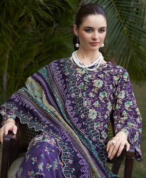 DRAVINAM Trends Women's Stitched Digital Print Embroidered Scalloping Cutwork Pure Cotton Kurta Pant Suit Set with Cotton Embroidered Scalloping Cutwork Dupatta (XL / 42)