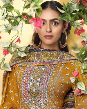 DRAVINAM Trends Women's Unstitched Salwar Suit Dress Material - Cotton Digital Printed Organza Embroidered Kameez II Unstitch Bottoms II Cotton Dupatta