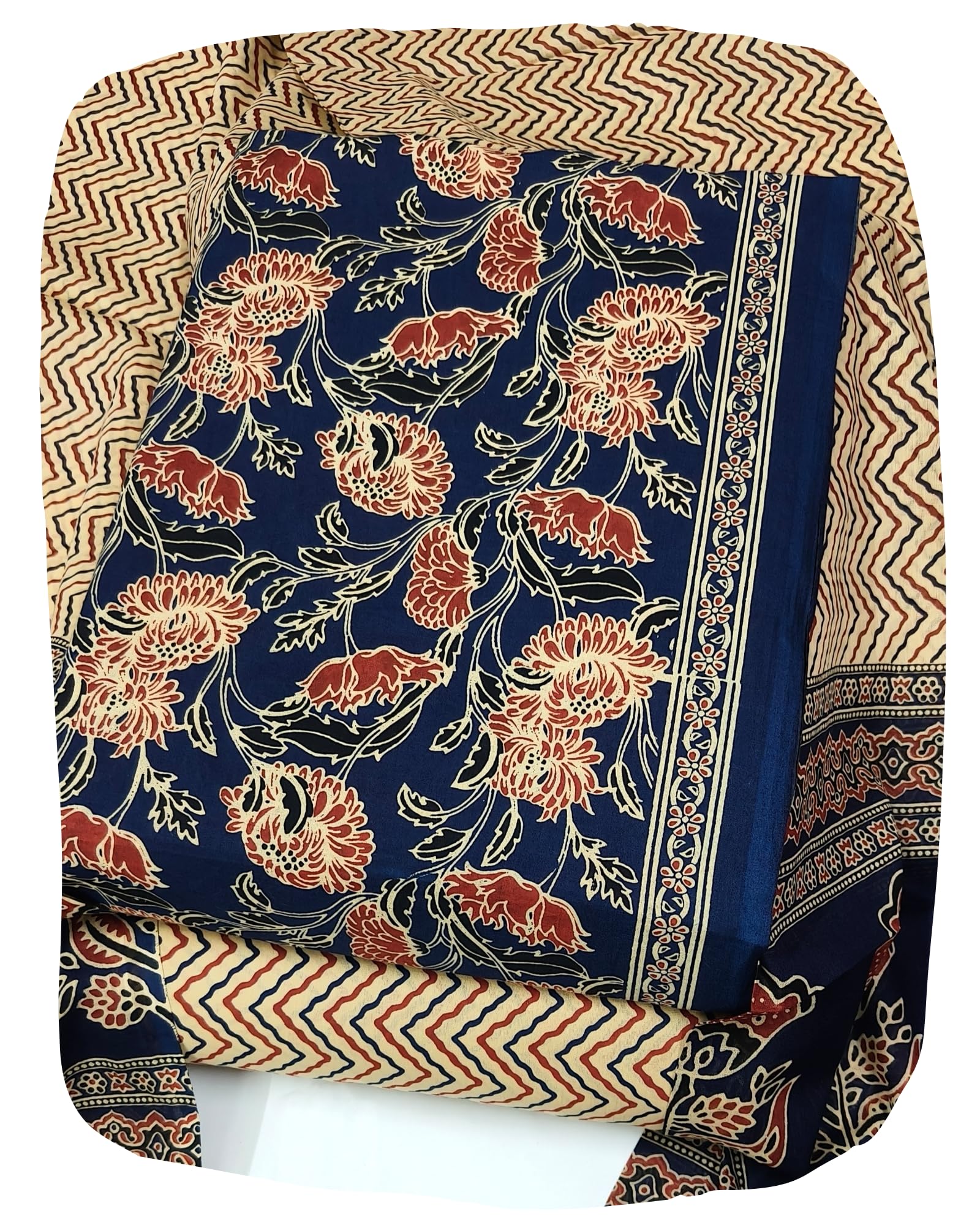DRAVINAM Trends Jaipuri Print Cambric Cotton Unstitched Salwar Suit Dress Material for Women with Mulmul Cotton Dupatta