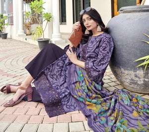 DRAVINAM Trends Kurti 2.50 mtrs,Pure Cotton Solid (2.7 m), Pure Cotton Mal Mal Print Dupatta (2.25 m)|Brown