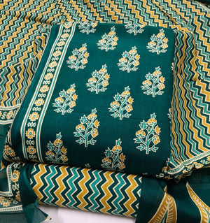 DRAVINAM Trends Jaipuri Print Cambric Cotton Unstitched Salwar Suit Dress Material for Women with Mulmul Cotton Dupatta