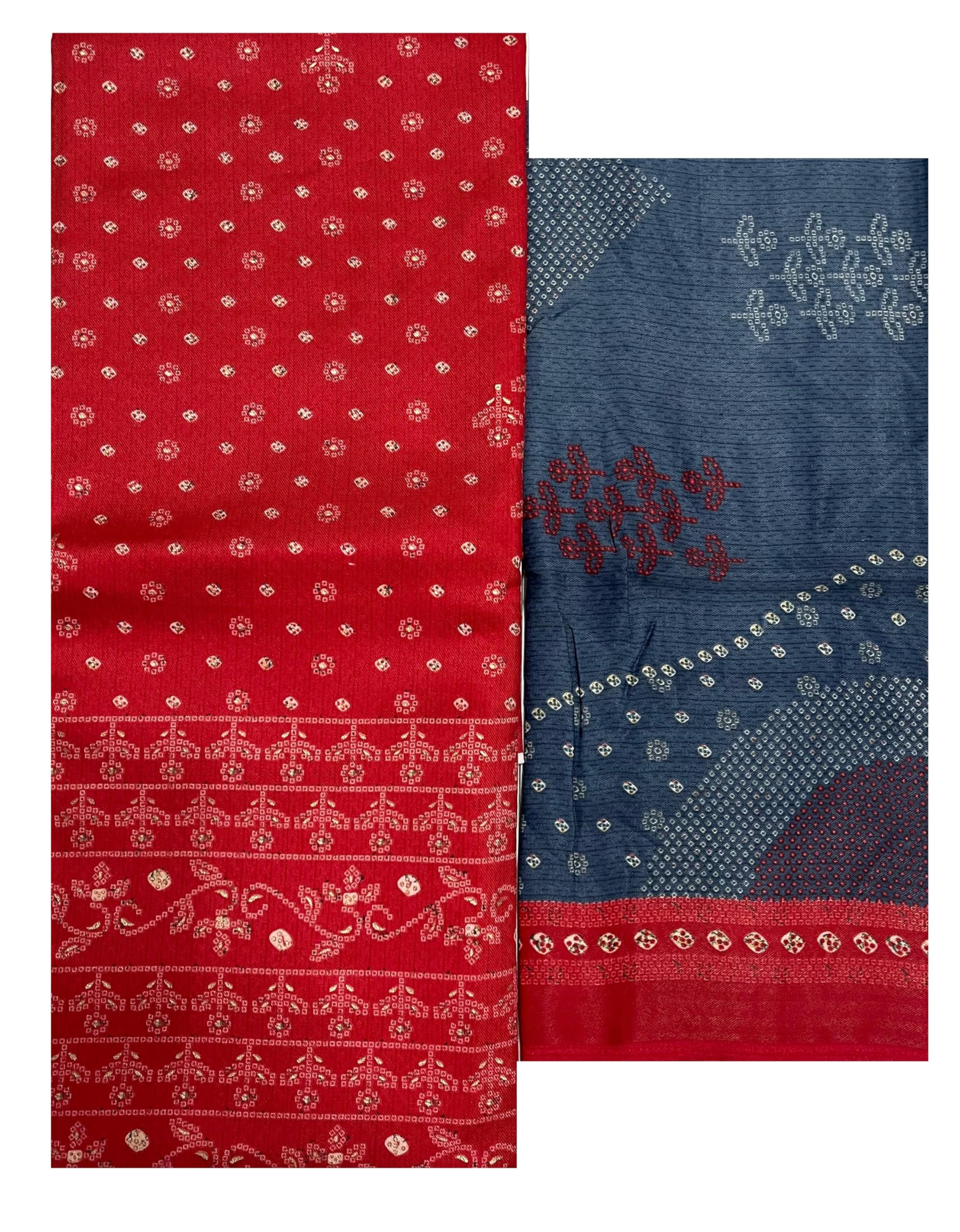 DRAVINAM Trends Women's UnstitchedFoil Jaipuri Print Woollen woven Pashmina Salwar Suit Dress Material with Pashmina Printed Shawl Dupatta (Free Size_Purple and Maroon)