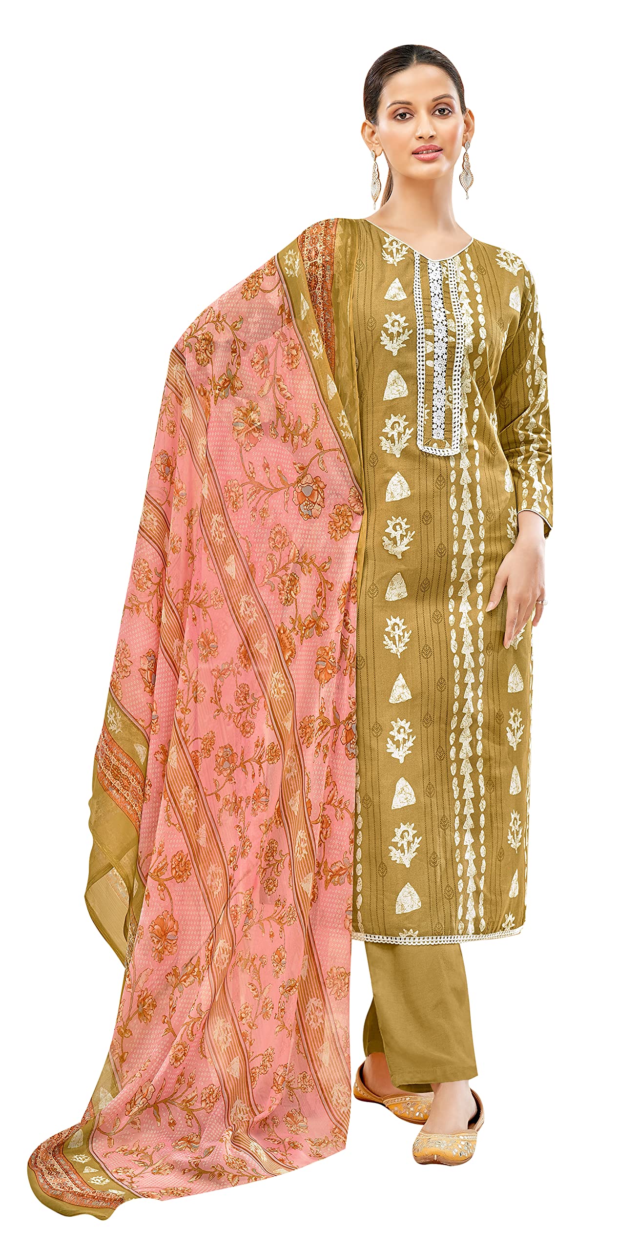 DRAVINAM Trends Women's Cotton Printed Unstitiched Dress Material (purple)