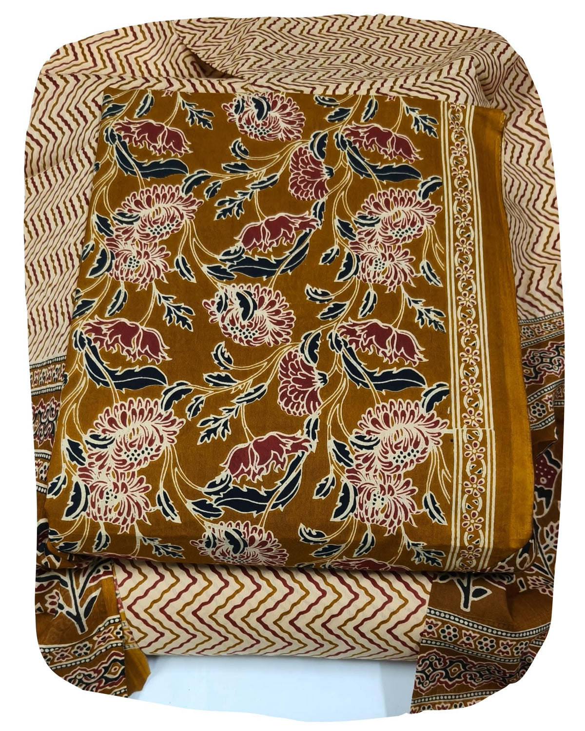 DRAVINAM Trends Jaipuri Print Cambric Cotton Unstitched Salwar Suit Dress Material for Women with Mulmul Cotton Dupatta