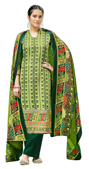 DRAVINAM Trends Women's Printed Woolen Pashmina Unstitch Salwar Suit Dress Material with Printed Woolen Warm Shawl Dupatta