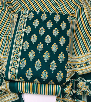DRAVINAM Trends Jaipuri Print Cambric Cotton Unstitched Salwar Suit Dress Material for Women with Mulmul Cotton Dupatta