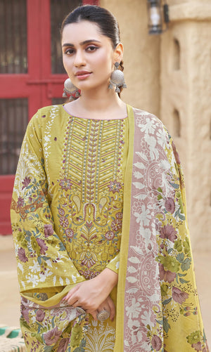 DRAVINAM Trends Women's Unstitched Premium Cambric Cotton Embroidered Printed Suit Material