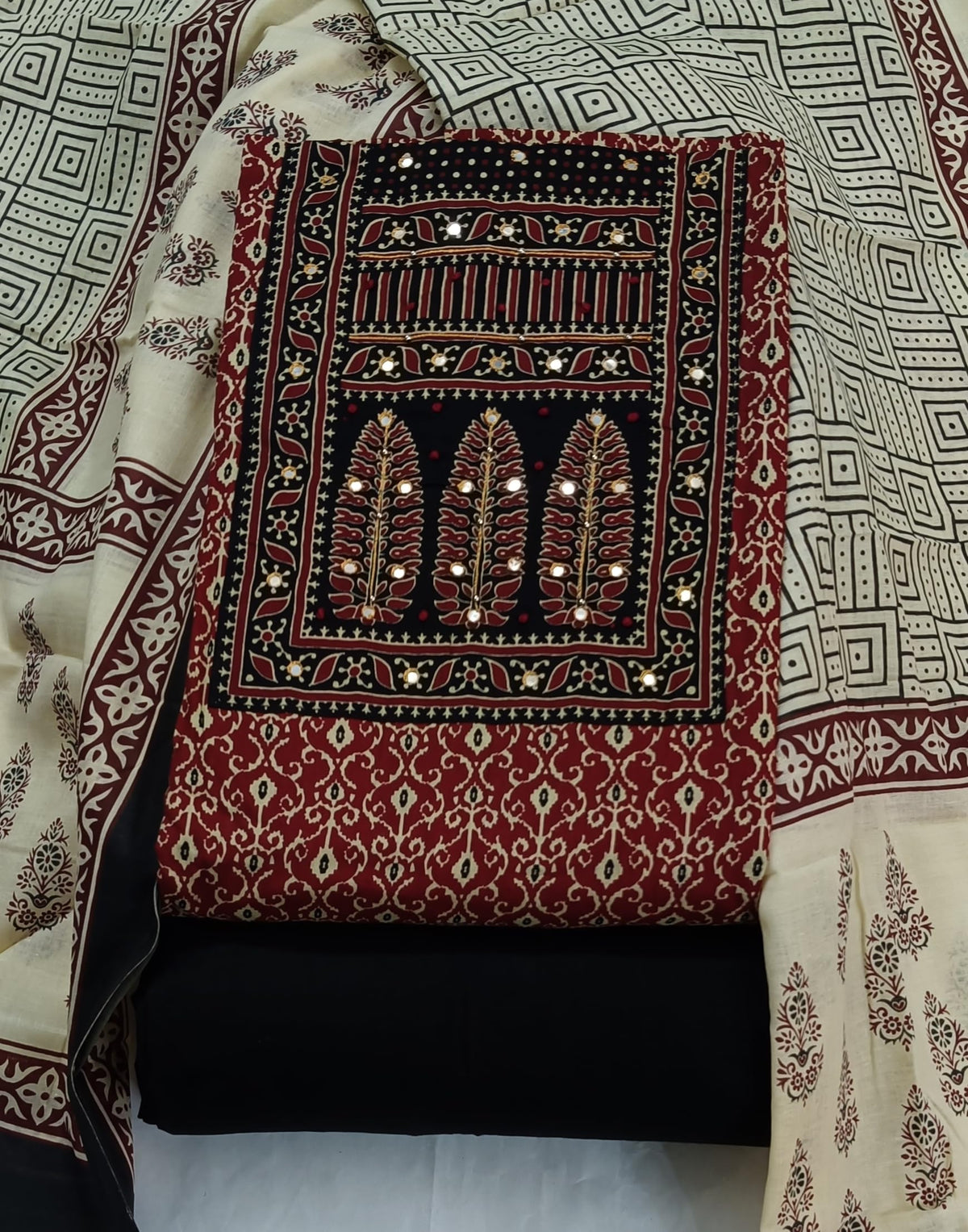 DRAVINAM Trends Women's Ethnic Pure Cotton Jaipuri Printed Unstitched Salwar Suit Dress Material with Dupatta