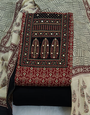 DRAVINAM Trends Women's Ethnic Pure Cotton Jaipuri Printed Unstitched Salwar Suit Dress Material with Dupatta