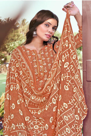 DRAVINAM Trends Women's Pure Cotton Batik Printed Unstitiched Salwar Suit Dress Material with Cotton Printed Dupatta (Grey)