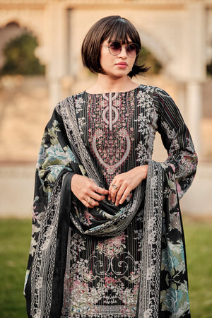 DRAVINAM Trends Women's Unstitched Pure Cotton Suit Dress Material with Heavy Lining Embroidered | Stylish Pure Cotton Print Dupatta & Solid Bottoms