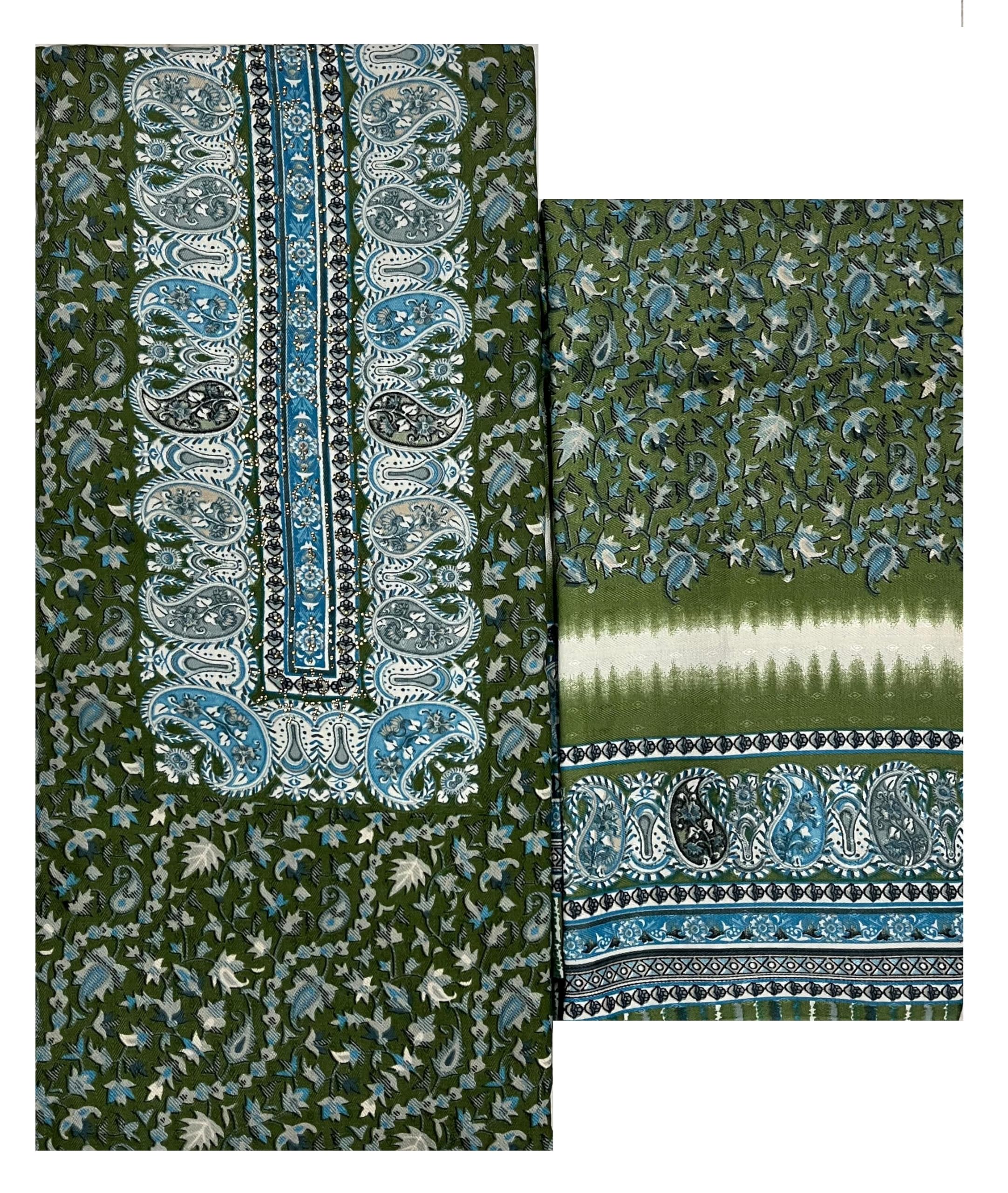 DRAVINAM Trends Women's Unstitched Kaani Pashmina Winter wear Dress Material Fabric for Salwar Suit with printed pashmina Kashmiri shawl dupatta