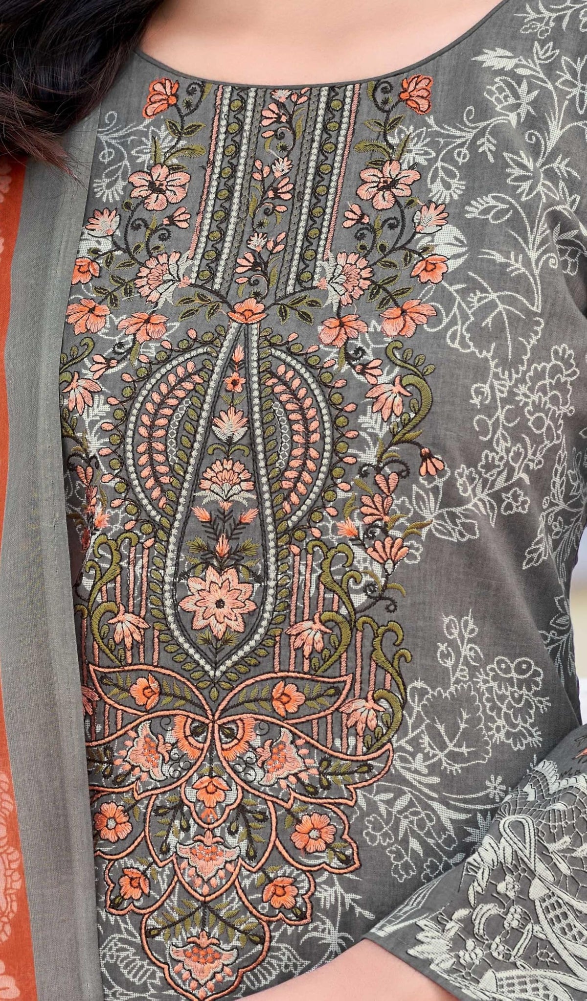 DRAVINAM Trends Kurti 2.50 mtrs, PURE COTTON DYED (2.7 m),PURE LAWN MULMUL DIGITAL PRINT VOIL DUP (2.25|Black