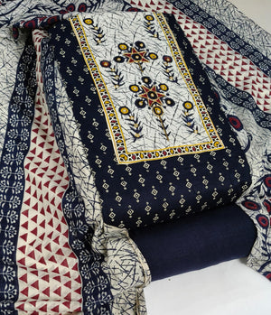 DRAVINAM Trends Women's Cambric Cotton Dress Material | Unstitch Printed Suit Set with Cotton Dupatta