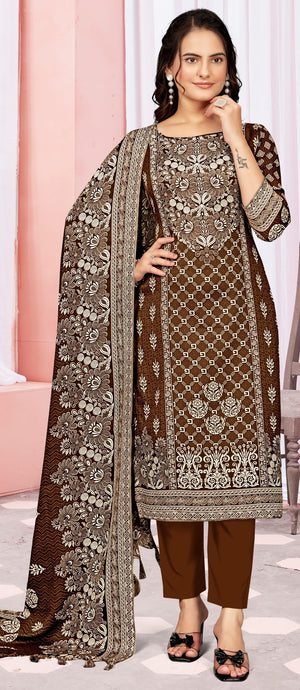 DRAVINAM Trends Women's Unstitched Winter Wear Digital Printed Heavy Woolen Pashmina Salwar Suit Dress Material with Printed Shawl Dupatta