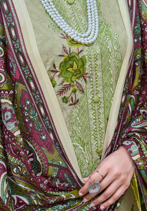 DRAVINAM Trends Unstitched Suit Material Karachi Lawn Cotton Pakistani Digital Printed Embroidered Kameez with Unstitched Bottoms and Cotton Dupatta