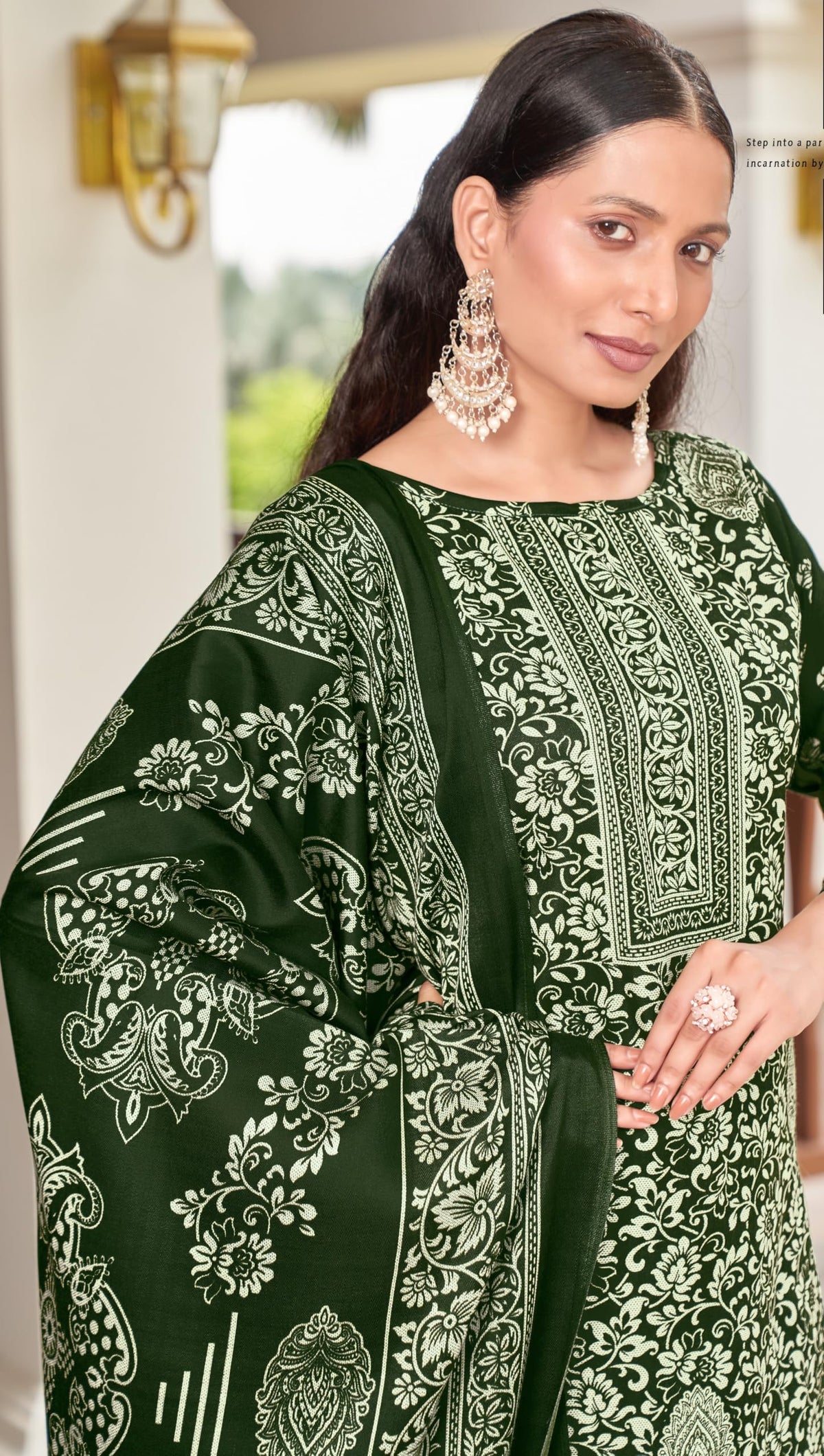 DRAVINAM Trends Women's Unstitched Winter Wear Kashmiri Kani Printed Heavy Woolen Pashmina Salwar Suit Dress Material with Digital Printed Printed Shawl Dupatta