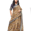 DRAVINAM Trends Women's Jacquard Linen Saree With Un-stitched Blouse (SareeSRRm_7_Silver Grey)