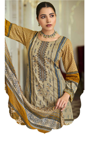 DRAVINAM Trends Women's Unstitched Salwar Suit Dress Material - Cotton Digital Printed Organza Embroidered Kameez II Unstitch Bottoms II Cotton Dupatta