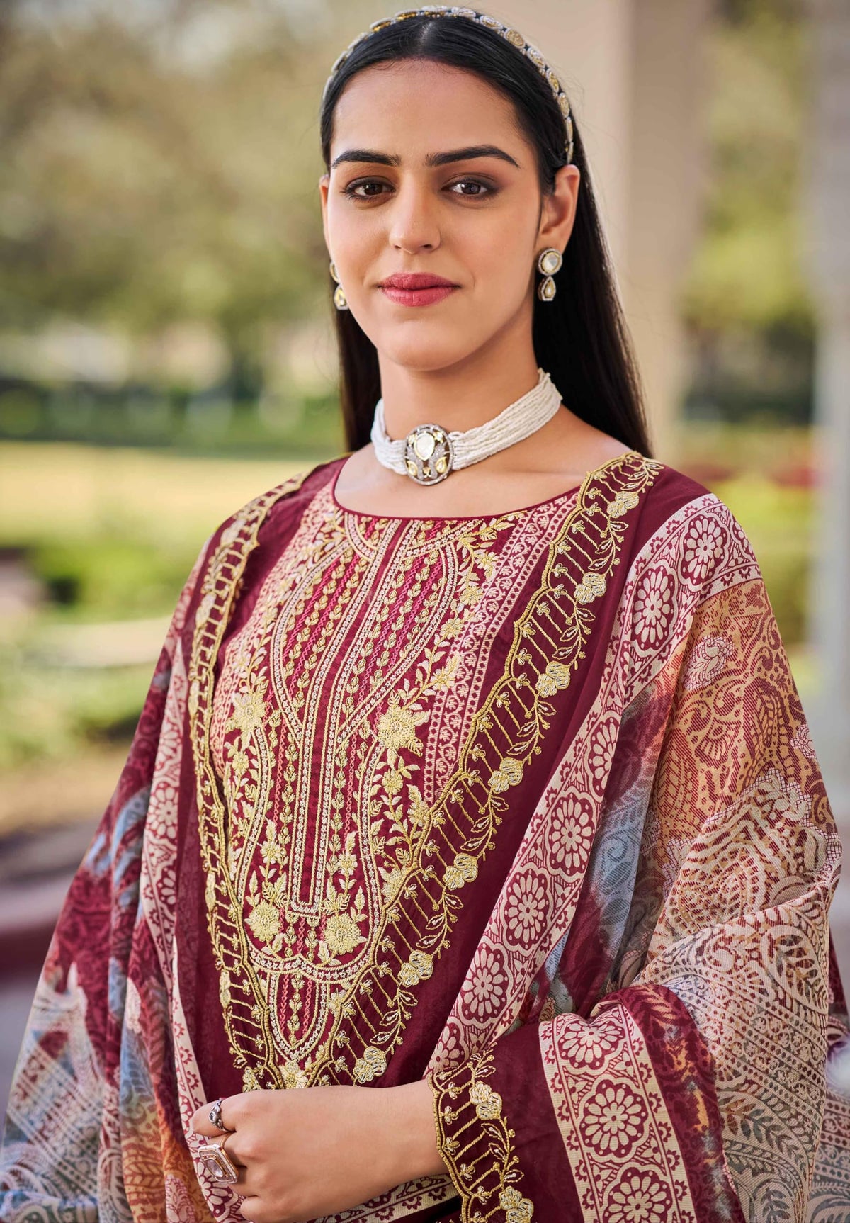 DRAVINAM Trends Women's Unstitched Salwar Suit Dress Material - Cotton Digital Printed Organza Embroidered Kameez II Unstitch Bottoms II Cotton Dupatta