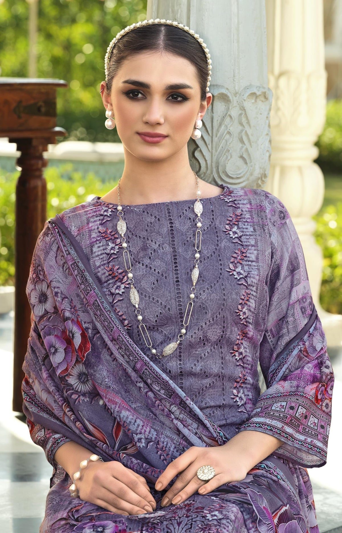 DRAVINAM Trends Women's Unstitched Salwar Suit Dress Material - Jam Cotton Digital Printed Heavy Embroidered Boring Work Kameez II Unstitch Bottoms II Cotton Dupatta