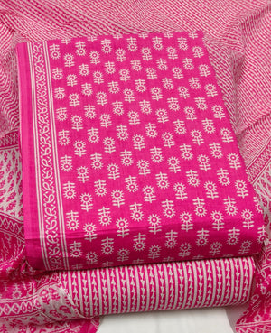 DRAVINAM Trends Jaipuri Print Cambric Cotton Unstitched Salwar Suit Dress Material for Women with Mulmul Cotton Dupatta