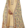 DRAVINAM Trends Women's Unstitched digital Print Embroidered Pure Woollen Pashmina Salwar Suit Dress Material with printed woolen shawl dupatta (Cream)