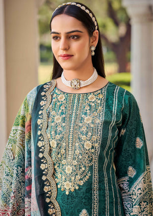 DRAVINAM Trends Women's Unstitched Salwar Suit Dress Material - Cotton Digital Printed Organza Embroidered Kameez II Unstitch Bottoms II Cotton Dupatta