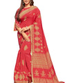 DRAVINAM Trends Women's Tussar Silk Printed Saree with Blouse Piece (SareeSRSha_11_Red)