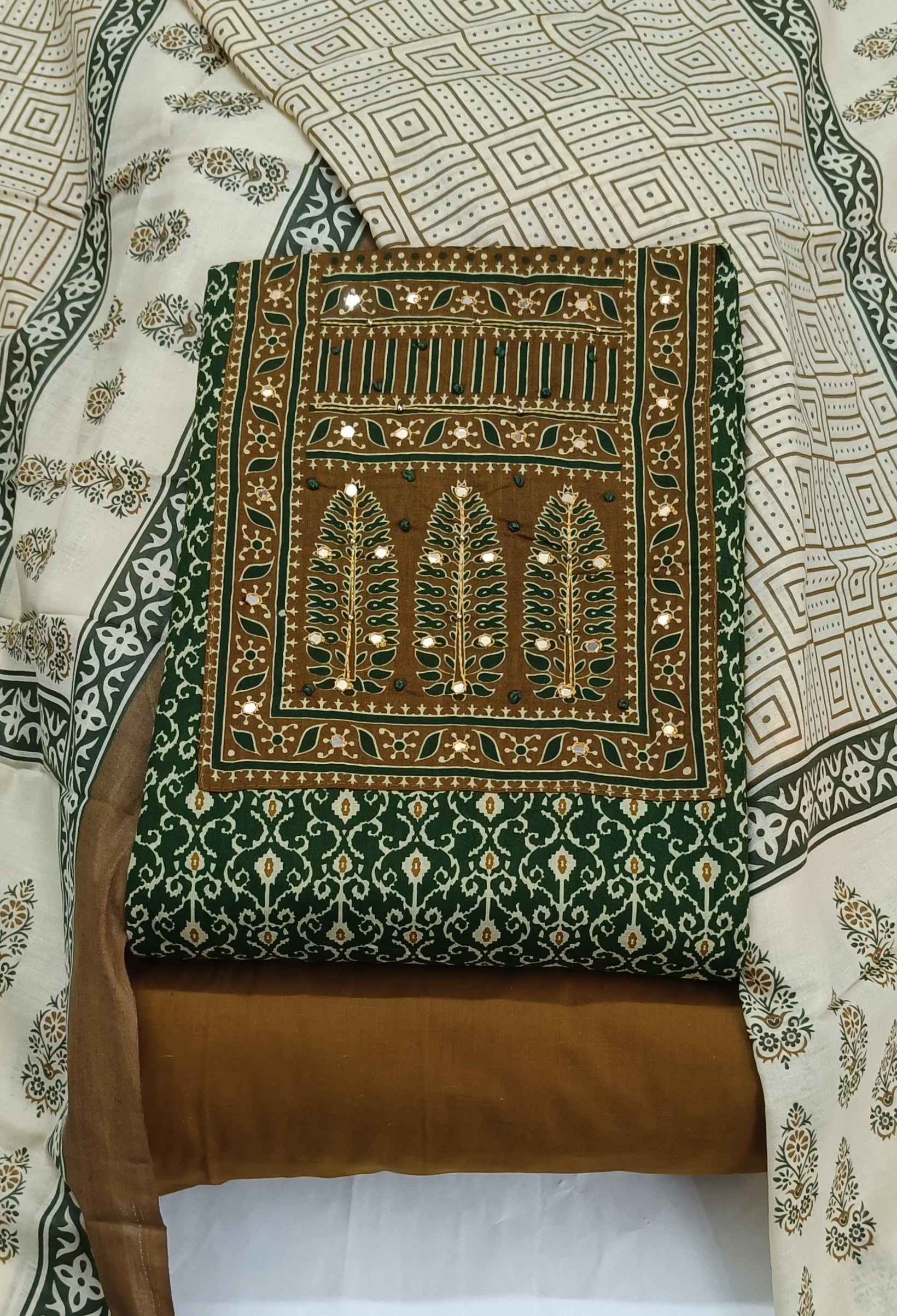 DRAVINAM Trends Women's Ethnic Pure Cotton Jaipuri Printed Unstitched Salwar Suit Dress Material with Dupatta