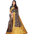 DRAVINAM Trends Printed silk saree with Jacquard Border and Blouse Piece (Dark Grey)