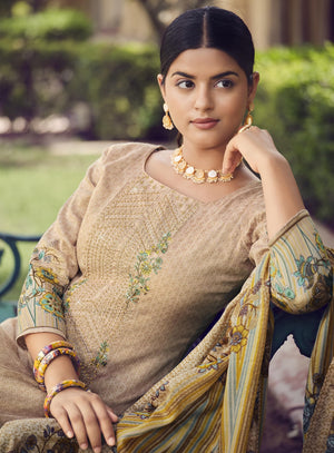 DRAVINAM Trends Women Unstitched Pakistani Print Embroidered Cotton Salwar Suit Dress Materials With Cotton Dupatta
