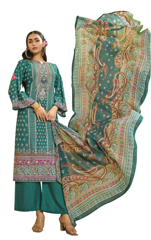 DRAVINAM Trends Women's Unstitched Salwar Suit Dress Material - Cotton Digital Printed Organza Embroidered Kameez II Unstitch Bottoms II Cotton Dupatta