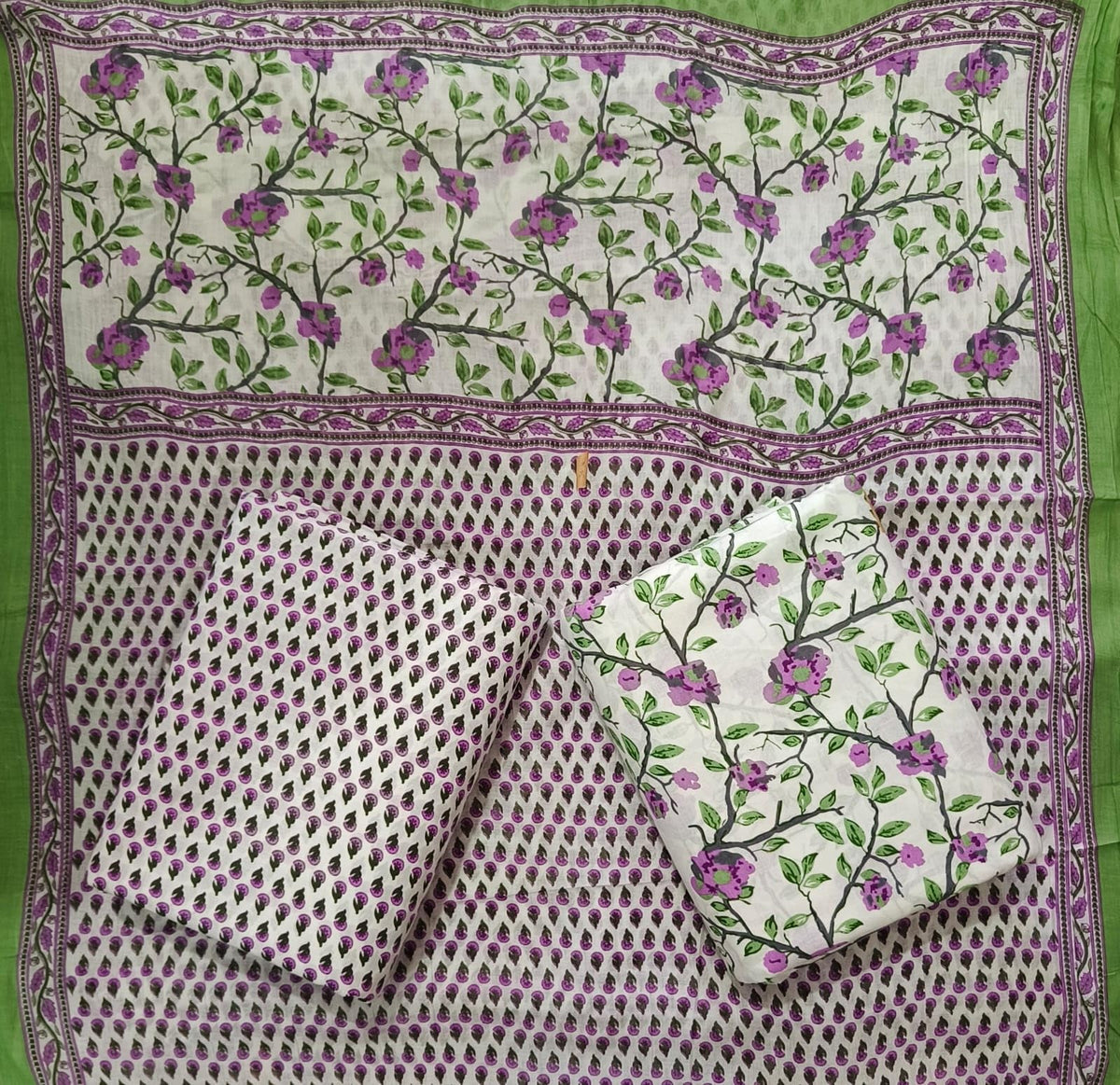 DRAVINAM Trends Jaipuri Print Cambric Cotton Unstitched Salwar Suit Dress Material for Women with Mulmul Cotton Dupatta