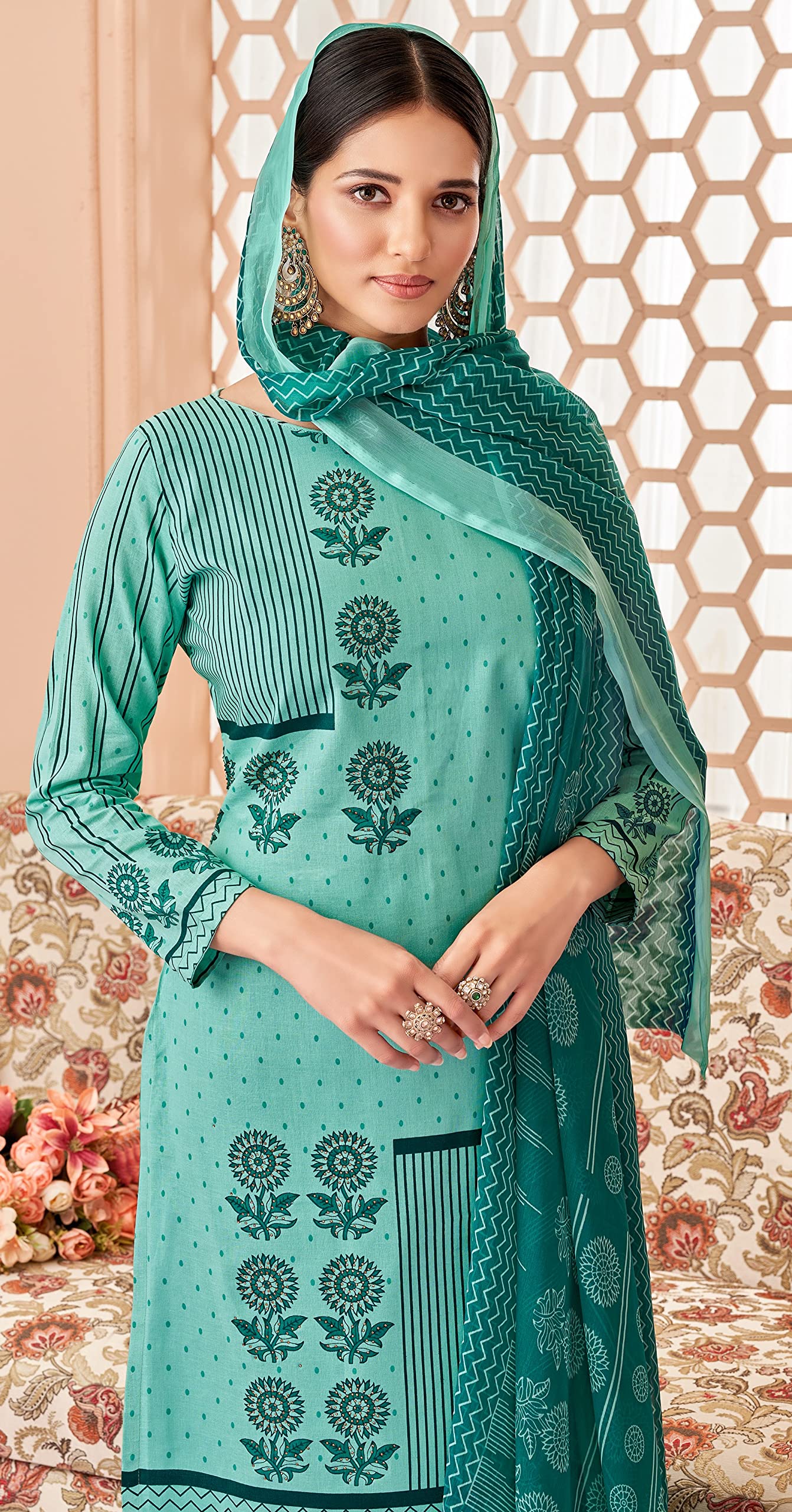 DRAVINAM Trends Womens Suit Set (Unstitch Dress Material)