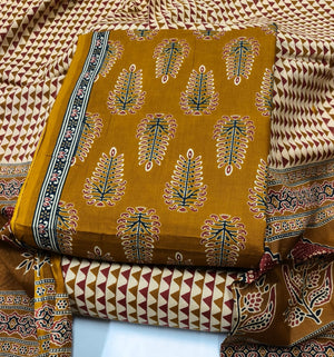 DRAVINAM Trends Jaipuri Print Cambric Cotton Unstitched Salwar Suit Dress Material for Women with Mulmul Cotton Dupatta
