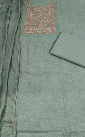 DRAVINAM Trends Embroidered Premium Cotton Unstitched Suit Dress Material for Women with Soft Silk Embroidered Dupatta